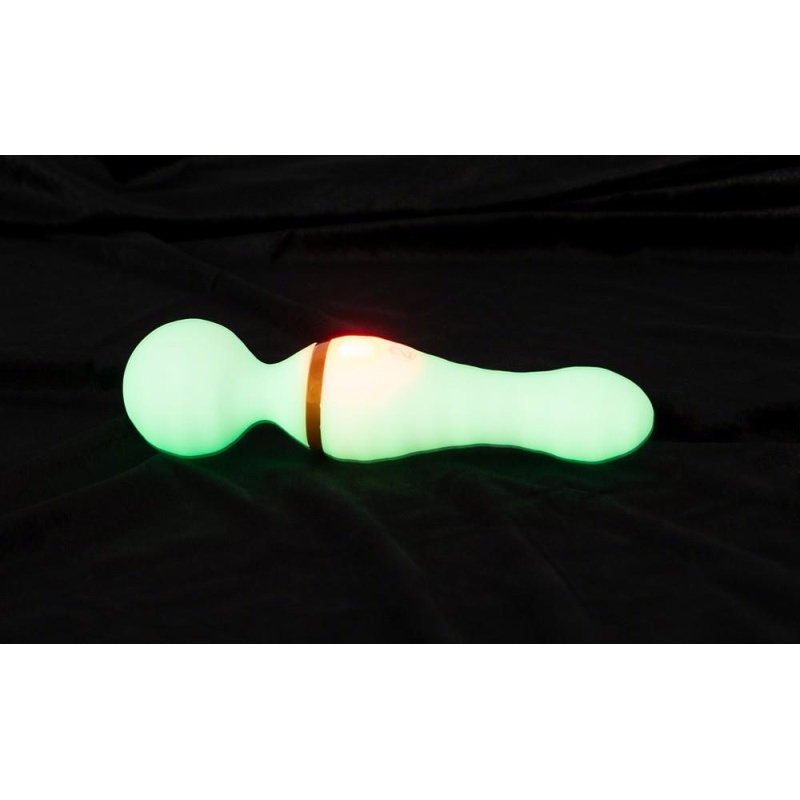 Wibrator-różdżka GITD Wand Vibrator – dwustronny masażer świecący w ciemności, 19,5 cm - 7