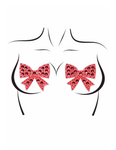 Rhinestone bow nipple jewels Red