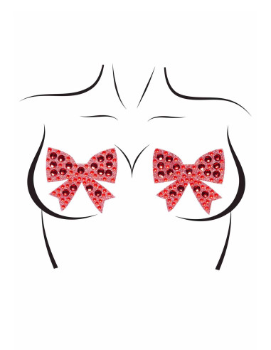 Rhinestone bow nipple jewels Red