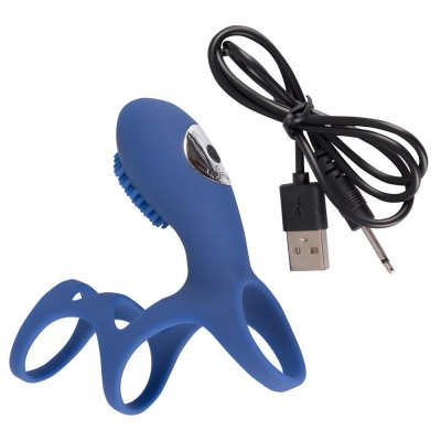 Nakładka na penisa Sweet Smile Rechargeable Couples Sleeve z 10 trybami wibracji i stymulatorem łechtaczki, długość 10 cm, średn - 1 2