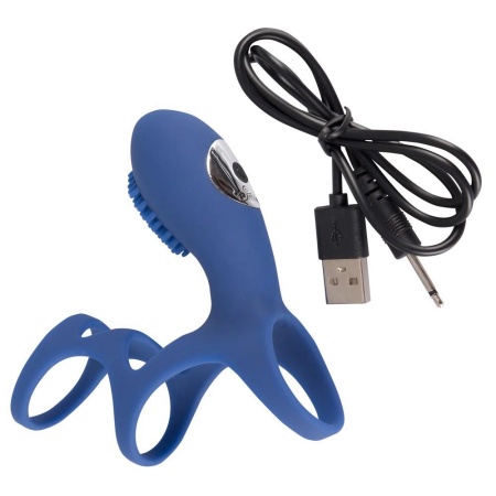 Nakładka na penisa Sweet Smile Rechargeable Couples Sleeve z 10 trybami wibracji i stymulatorem łechtaczki, długość 10 cm, średn - 2