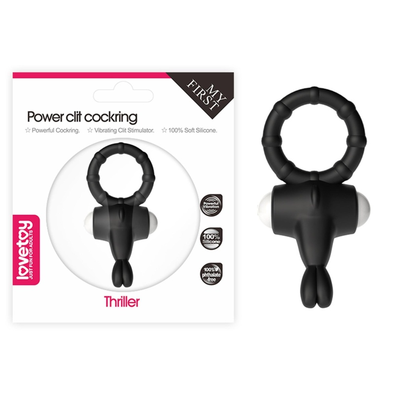 Wibrujący Pierścień Erekcyjny Power Clit Silicone – Czarny, 3.5 cm - 1