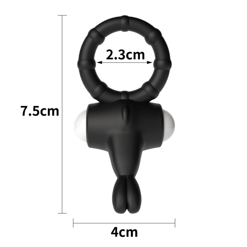 Wibrujący Pierścień Erekcyjny Power Clit Silicone – Czarny, 3.5 cm - 2