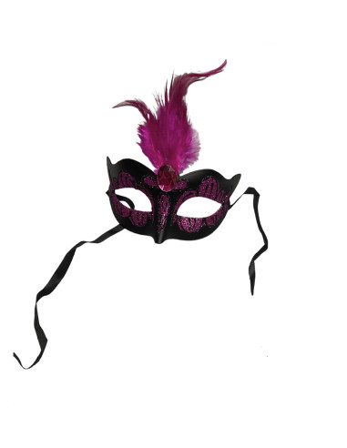 Maska-Venetian Mask Purple with Purple Stone and Feather