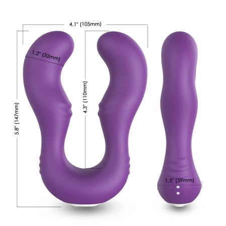 Wibrator dla par Seraph Purple - dwustronny stymulator silikonowy z 18 trybami wibracji, 14,7 × 10,5 × 3,9 cm - 4
