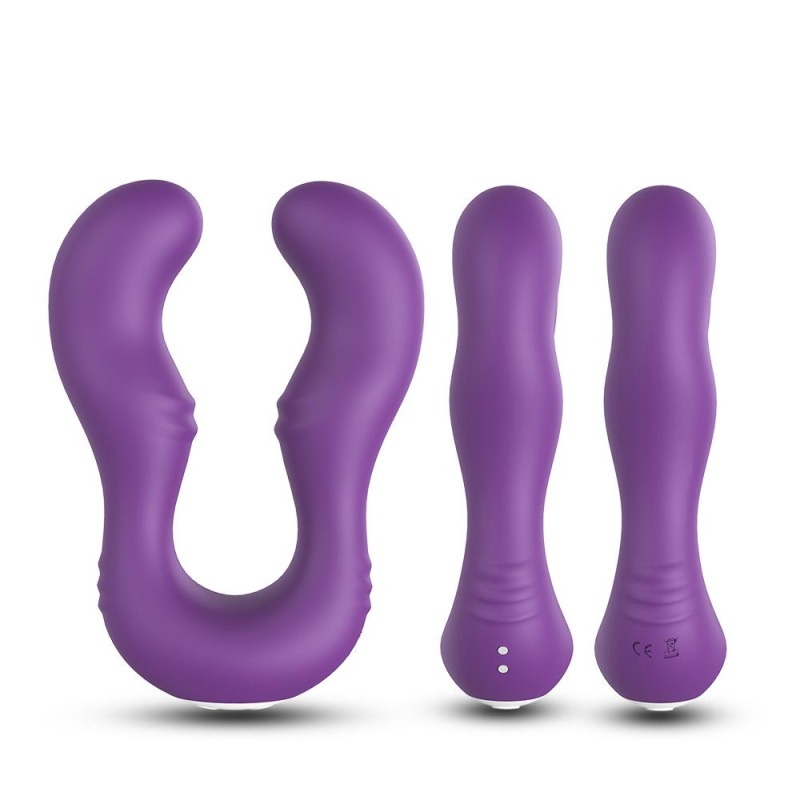 Wibrator dla par Seraph Purple - dwustronny stymulator silikonowy z 18 trybami wibracji, 14,7 × 10,5 × 3,9 cm - 5