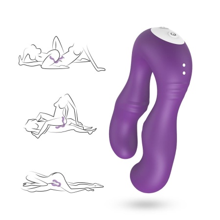 Wibrator dla par Seraph Purple - dwustronny stymulator silikonowy z 18 trybami wibracji, 14,7 × 10,5 × 3,9 cm - 7