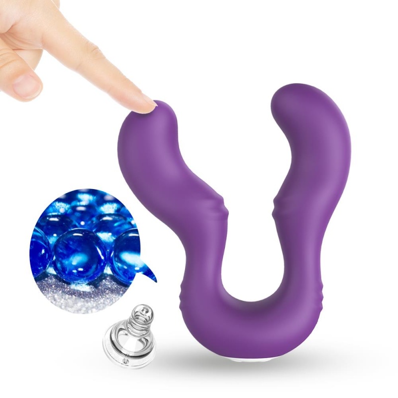 Wibrator dla par Seraph Purple - dwustronny stymulator silikonowy z 18 trybami wibracji, 14,7 × 10,5 × 3,9 cm - 10