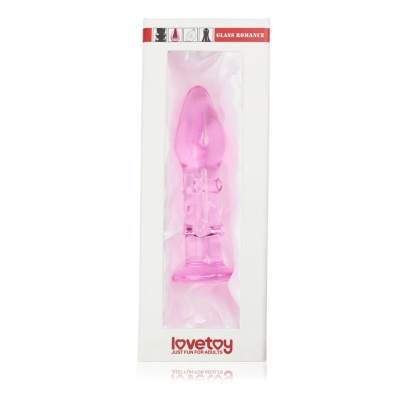 Szklany korek analny Glass Romance 14 cm różowy - 1 2