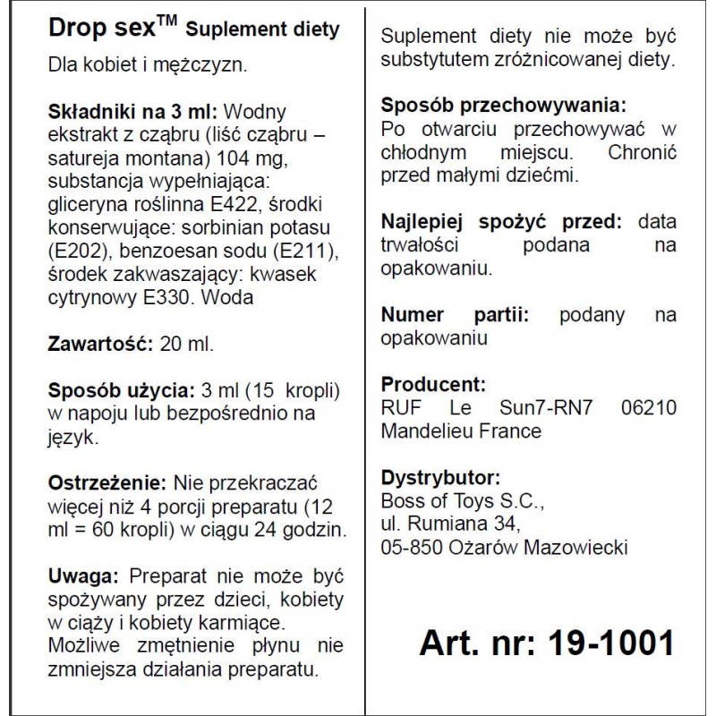 Krople DROP SEX 20 ml na libido - 2