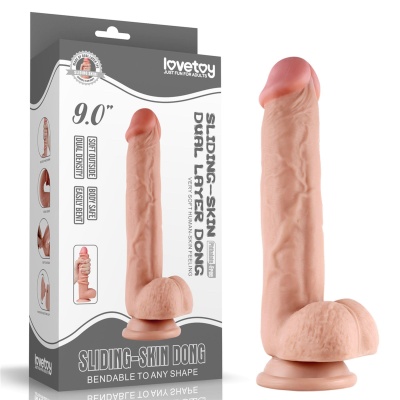 Dildo Sliding Skin Dual Layer 23.5 cm Flesh z przesuwaną skórą i przyssawką - 1