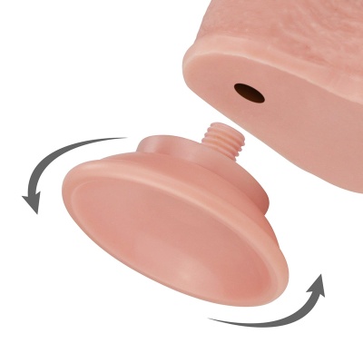 Dildo Sliding Skin Dual Layer 23.5 cm Flesh z przesuwaną skórą i przyssawką - 1 2