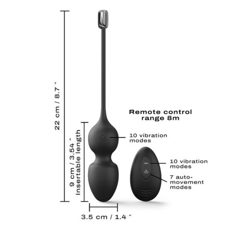 Kulki gejszy Love Balls Black z technologią Magnetic Tech i pilotem, 22 x 3,5 cm - 5