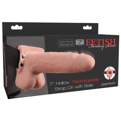 Strap-On FFS 7 Hollow Light – wydrążona proteza wibracyjna, 10 trybów, 18,9 cm długości, średnica 4,3 cm - 1