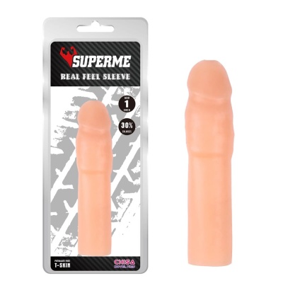 Nakładka na penisa Superme Real Feel Sleeve - realistyczny TPE, elastyczna, długość 16,8 cm - 1