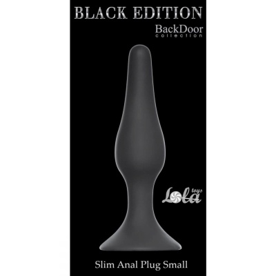 Korek analny Plug-Slim Small Black - silikon medyczny z przyssawką, dł. 10,5 cm, śr. 2,5 cm - 1