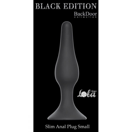 Korek analny Plug-Slim Small Black - silikon medyczny z przyssawką, dł. 10,5 cm, śr. 2,5 cm - 1