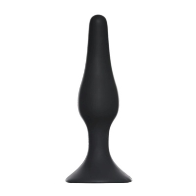 Korek analny Plug-Slim Small Black - silikon medyczny z przyssawką, dł. 10,5 cm, śr. 2,5 cm - 1 2