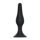 Korek analny Plug-Slim Small Black - silikon medyczny z przyssawką, dł. 10,5 cm, śr. 2,5 cm - 2