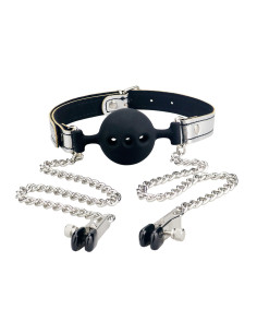 Breathable Ball Gag With Nipple Clamp