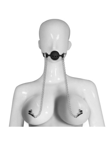 Breathable Ball Gag With Nipple Clamp