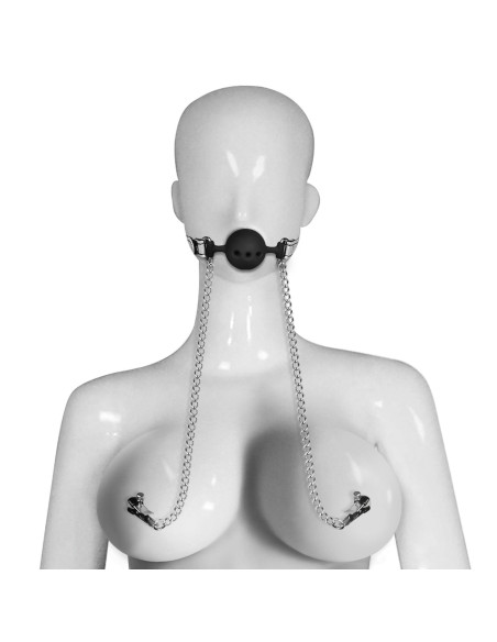 Breathable Ball Gag With Nipple Clamp