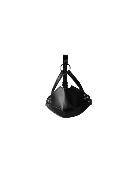 Head Harness with Mouth Cover and Breathable Ball Gag - Black