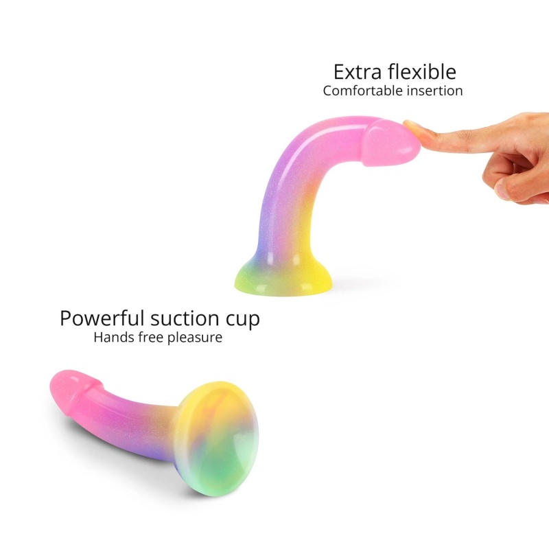Dildo Stargazer - zakrzywiona konstrukcja z płynnego silikonu, z przyssawką, długość wkładana 14,8 cm - 4