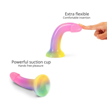 Dildo Stargazer - zakrzywiona konstrukcja z płynnego silikonu, z przyssawką, długość wkładana 14,8 cm - 4