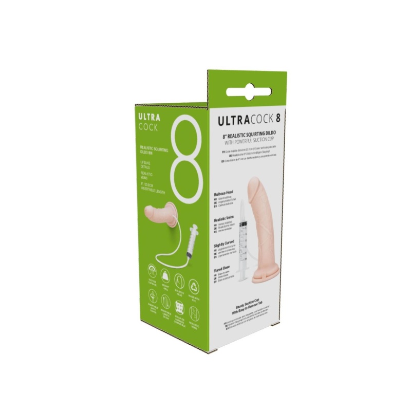 Dildo Realistyczne Ultracock Squirting z Mechanizmem Strzykawki 20,3 cm - 3