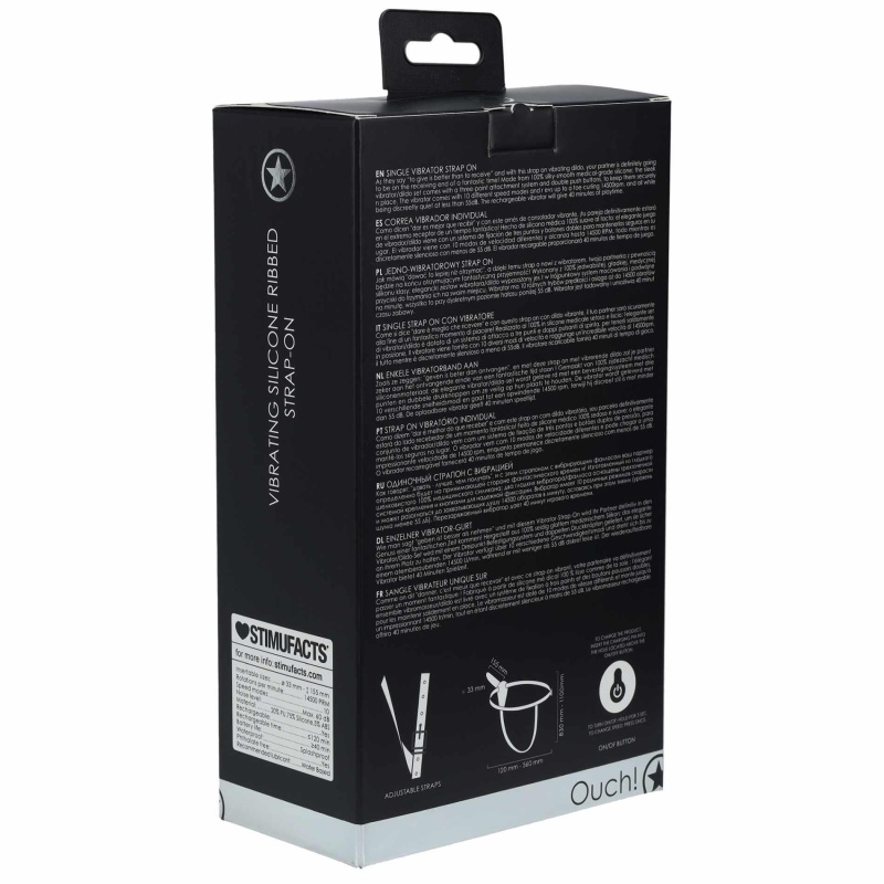 Strap-On z Wibracją 10 Speed, Silikonowy, Żebrowany, Regulowany, 15,5 cm - 4