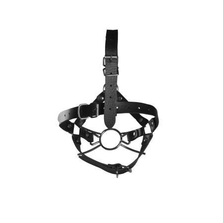 Head Harness with Spider Gag and Nose Hooks - Black - 4