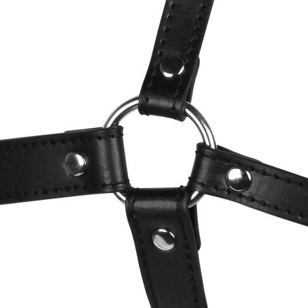 Head Harness with Spider Gag and Nose Hooks - Black - 7