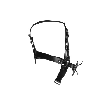 Head Harness with Spider Gag and Nose Hooks - Black - 9