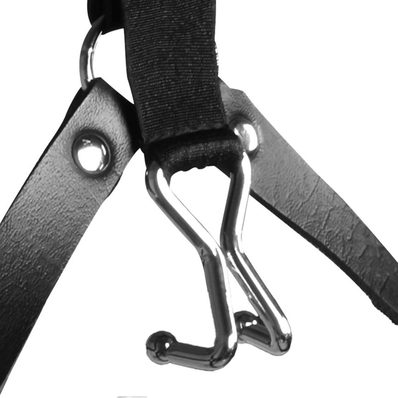 Head Harness with Spider Gag and Nose Hooks - Black - 11