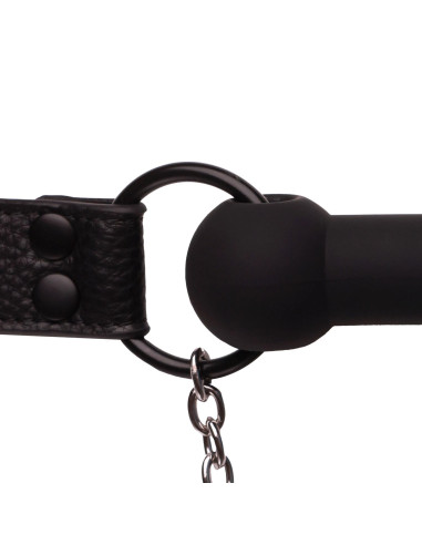 Silicone Bit Gag with Nipple Clamps - Black