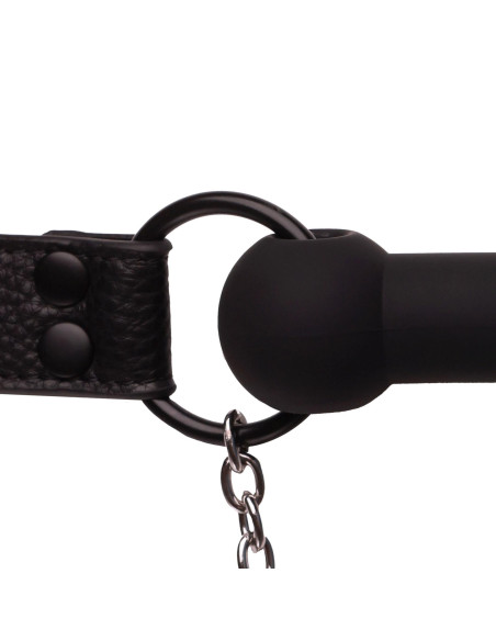 Silicone Bit Gag with Nipple Clamps - Black