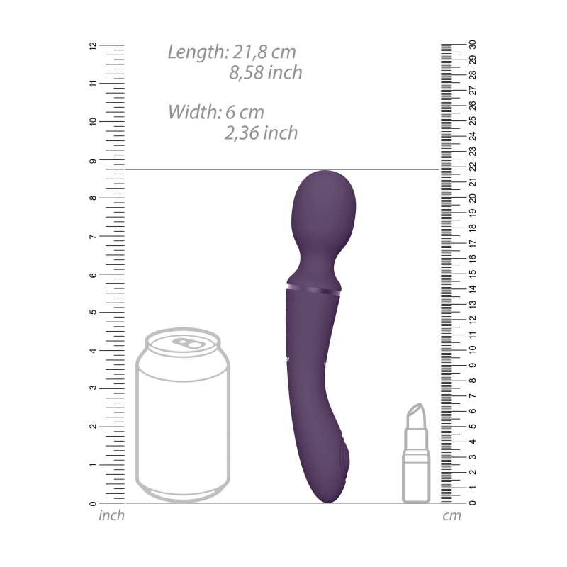 Wibrator dwustronny Nami Purple z 2 silnikami F1 i 4 przystawkami, długość 21,8 cm, średnica 3,3 cm - 6