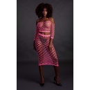 Long Sleeve Crop Top and Long Skirt - Pink - 4