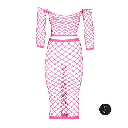 Long Sleeve Crop Top and Long Skirt - Pink - 7