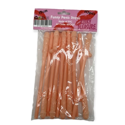 Słomki do picia Penis Drinking Straws 19 cm, 10 sztuk, pomarańczowe - 1