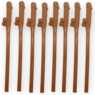 Słomki do picia Penis Drinking Straws 19 cm, 10 sztuk, pomarańczowe - 1 2