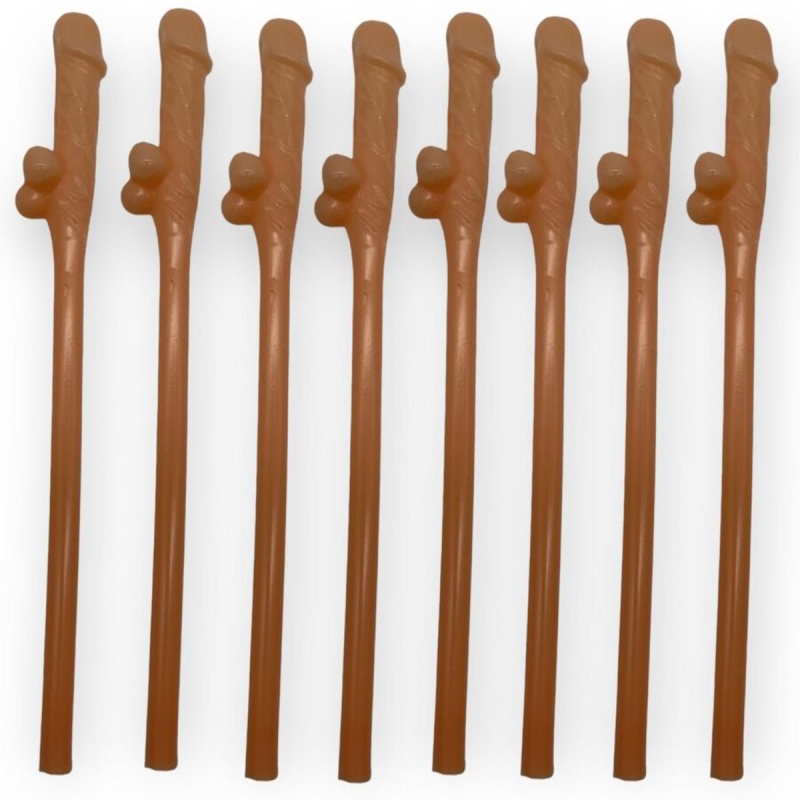 Słomki do picia Penis Drinking Straws 19 cm, 10 sztuk, pomarańczowe - 2