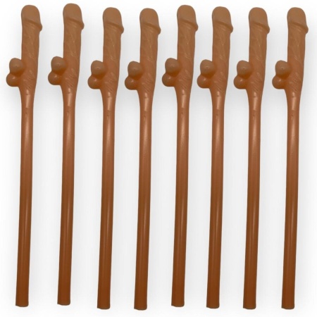 Słomki do picia Penis Drinking Straws 19 cm, 10 sztuk, pomarańczowe - 2