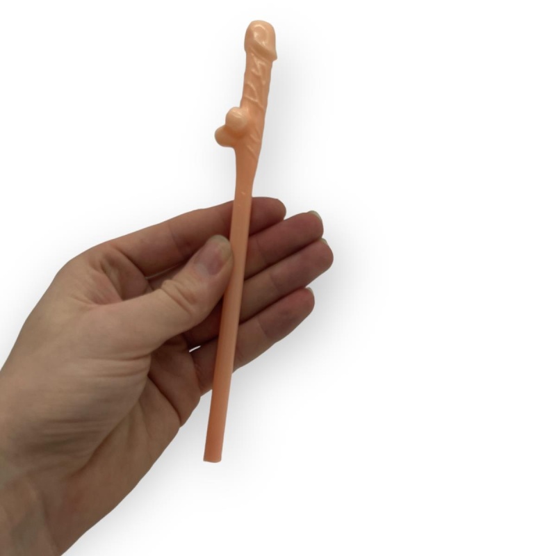 Słomki do picia Penis Drinking Straws 19 cm, 10 sztuk, pomarańczowe - 4