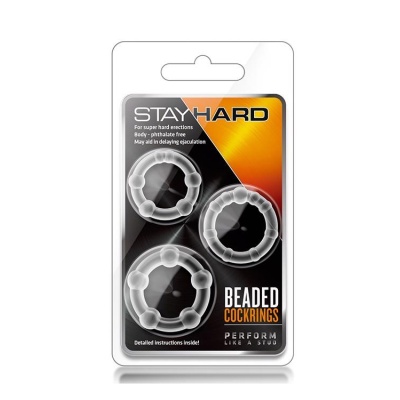 STAY HARD BEADED COCKRINGS CLEAR - 1