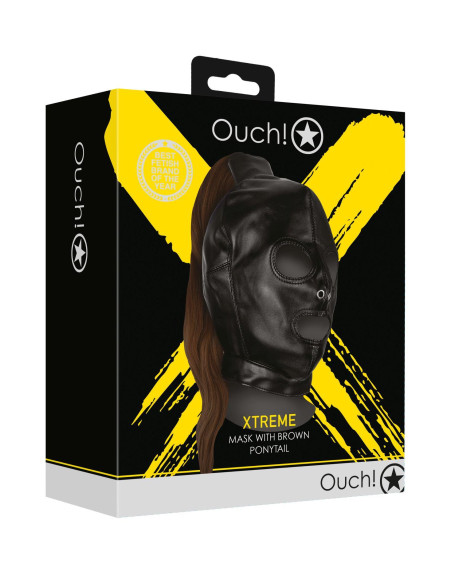 Mask with Brown Ponytail - Black