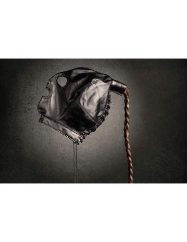 Mask with Brown Ponytail - Black