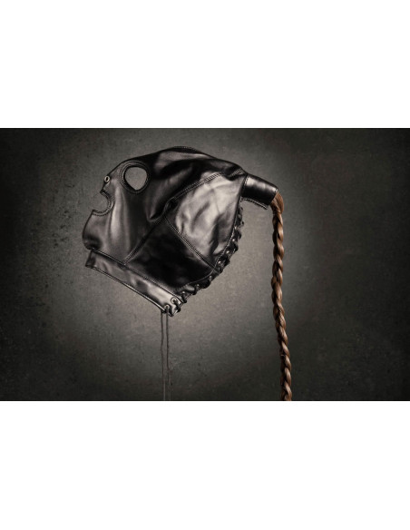 Mask with Brown Ponytail - Black