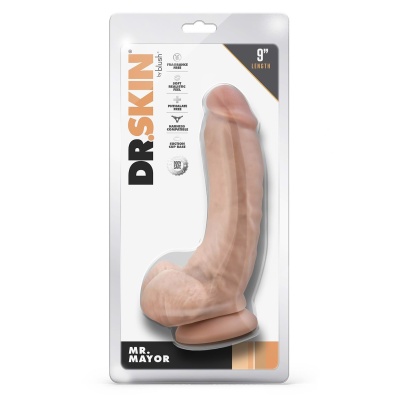 Dr. Skin Mr. Mayor Dildo z Jądrami i Podstawą Przyssawkową 22,8 cm (16,5 cm części wprowadzanej) - Beżowy - 1
